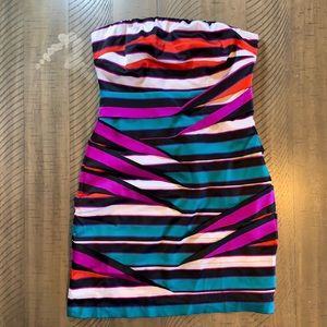 Rampage Colorful Strapless Satin Dress size Small